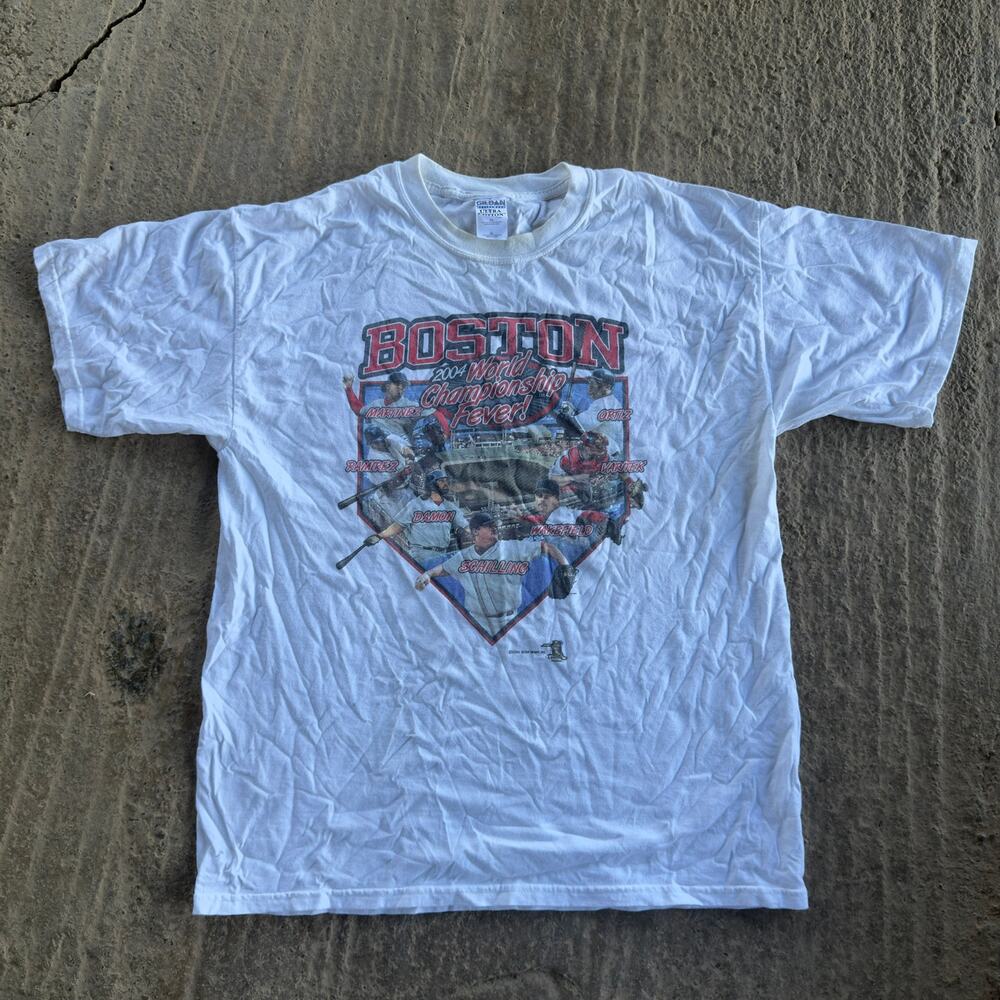VINTAGE Y2K BOSTON RED SOX 2004 CHAMPS T-SHIRT WORLD SERIES GRAPHIC MLB MENS XL